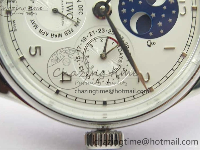 MIROTIME 0128 Portugieser Perpetual Calendar IW503406 V9F 1:1 Best Edition Silver Dial on Black Leather Strap A FastDry 7115